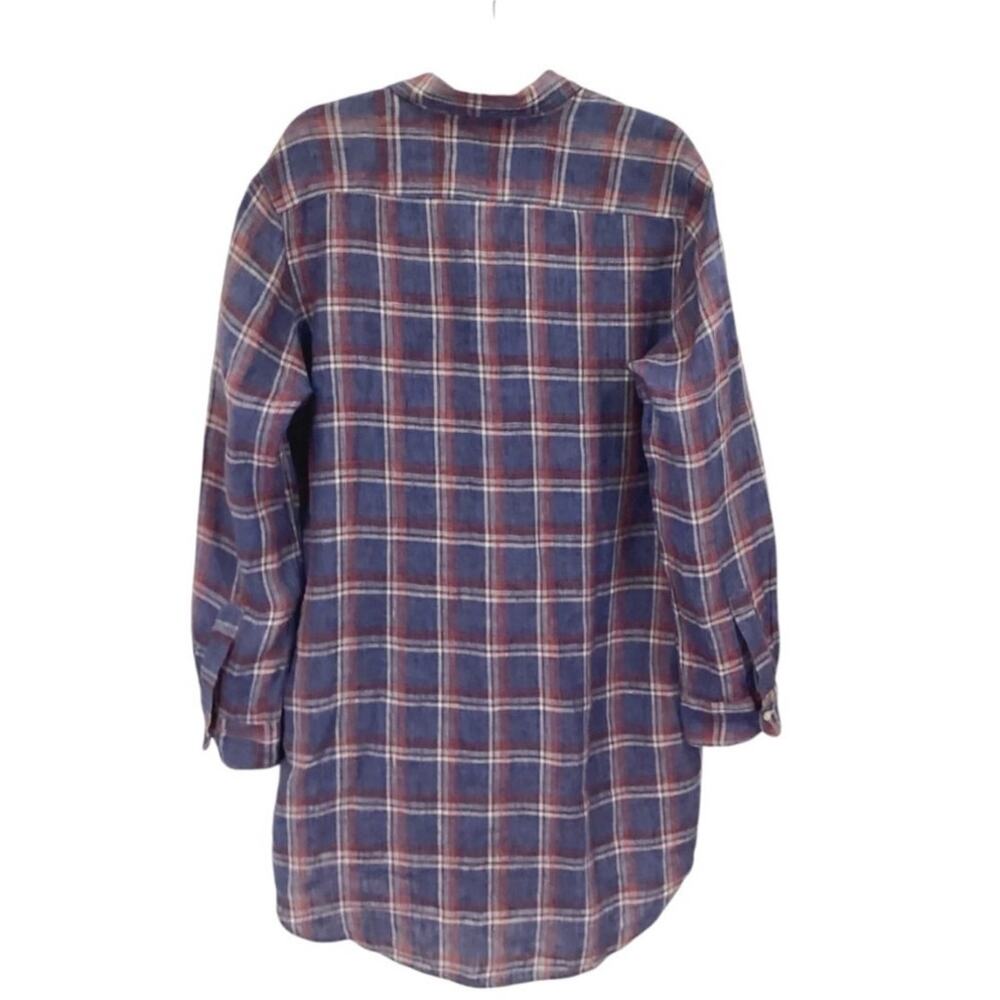 Frank & Eileen Mary Linen Button Front Shirtdress Blue Red Plaid Size Medium - Picture 7 of 10